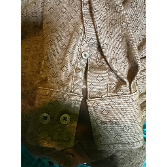 Tasso Elba Mens XL Brown Patterned Long Sleeve Shirt  Supima Cotton Blend - Picture 2 of 6